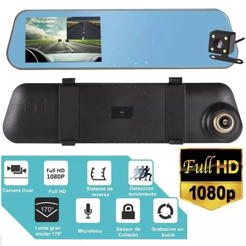 espejo retrovisor doble camara esolucion 1080 HD